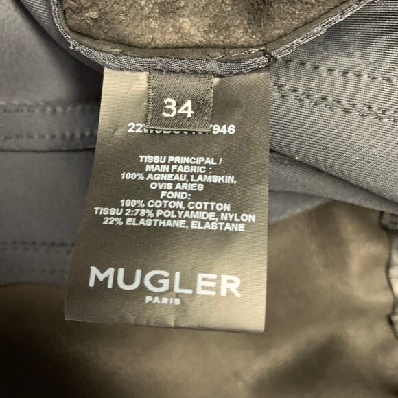 MUGLER Size 2 Black Lambskin Nylon Blend Bodysuit - Picture 5 of 6